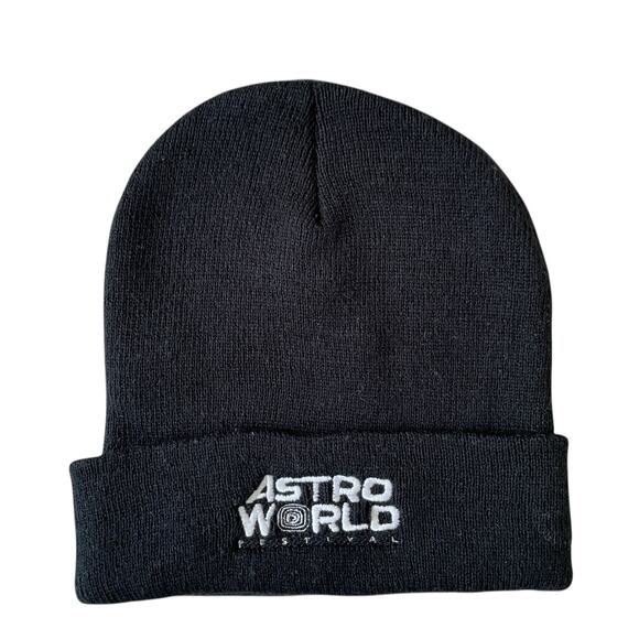 Authentic Travis Scott Astroworld Festival Black Beanie Hat Size OS NWOT - Picture 5 of 5